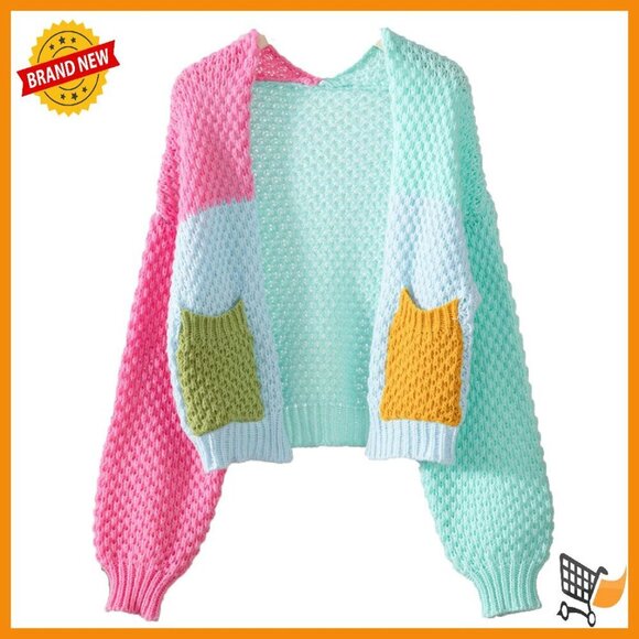 Sweaters - Long Sleeve Chunky Cable Knit Oversized Sweater Cardigan Women's